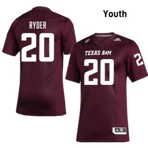 #20 Johnny Ryder Texas A&M Maroon Youth Jerseys Replica College Football 811357-406