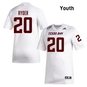 #20 Johnny Ryder Texas A&M White Youth Jerseys NCAA College Football 437299-855