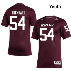 #54 Jordan Lockhart TAMU Maroon Youth Jerseys Embroidery College Football 788196-538
