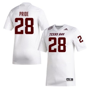 #28 Jordan Pride Texas A&M Aggies White Men Jerseys Embroidery College Football 425202-417