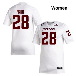 #28 Jordan Pride Texas A&M University White Women's Jerseys Official College Football 830394-244