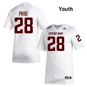#28 Jordan Pride Texas A&M White Youth Jersey 2025 College Football 298660-690