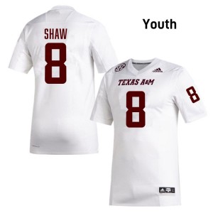 #8 Jordan Shaw Texas A&M University White Youth Jersey Official College Football 499648-556