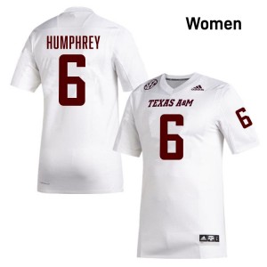 #6 Julio Humphrey Texas A&M Aggies White Women's Jersey Limited College Football 777222-471