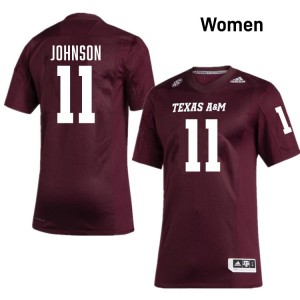 #11 Kelshaun Johnson Texas A&M University Maroon Women's Jerseys Embroidery College Football 831910-320