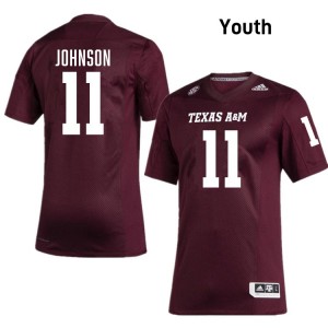 #11 Kelshaun Johnson Texas A&M University Maroon Youth Jerseys Replica College Football 997021-828