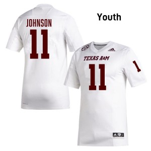 #11 Kelshaun Johnson Aggies White Youth Jersey NCAA College Football 579074-296