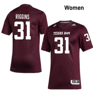 #31 Kelvion Riggins Aggies Maroon Women Jerseys Official College Football 699604-804