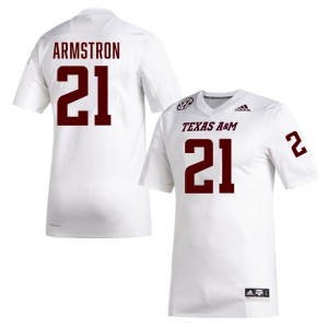 #21 Kiotti Armstrong Texas A&M Aggies White Men's Jerseys University College Football 628576-749