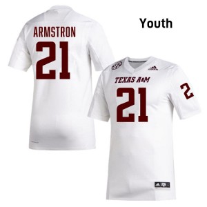 #21 Kiotti Armstrong Texas A&M Aggies White Youth Jerseys NCAA College Football 211750-138