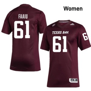 #61 Koli Faaiu Texas A&M University Maroon Women Jerseys Limited College Football 493112-381