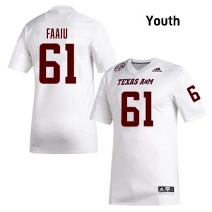 #61 Koli Faaiu Texas A&M University White Youth Jerseys Game College Football 699999-720