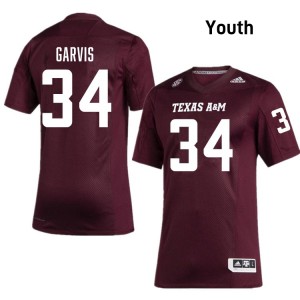 #34 Kyle Garvis TAMU Maroon Youth Jerseys NCAA College Football 321294-722