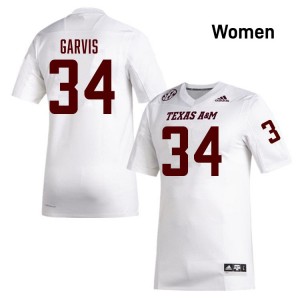 #34 Kyle Garvis Texas A&M Aggies White Womens Jerseys Embroidery College Football 694308-818