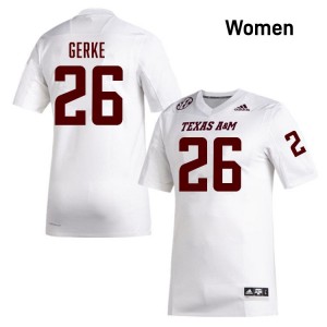 #26 Layne Gerke Aggies White Womens Jersey Official College Football 495818-842