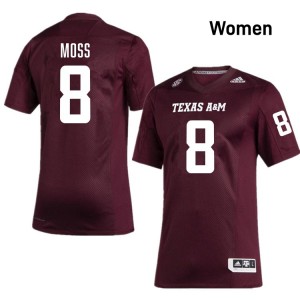 #8 Le'Veon Moss Texas A&M Aggies Maroon Women Jerseys Player College Football 330541-119