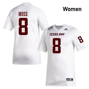 #8 Le'Veon Moss Aggies White Women Jerseys 2025-26 College Football 678092-229