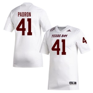 #41 Liam Padron Texas A&M Aggies White Mens Jersey Limited College Football 255828-900