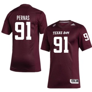 #91 Lucas Pernas Texas A&M University Maroon Men's Jerseys Embroidery College Football 718946-768