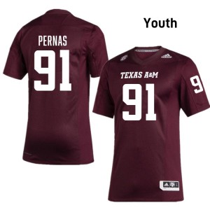 #91 Lucas Pernas Texas A&M University Maroon Youth Jerseys Official College Football 868150-313