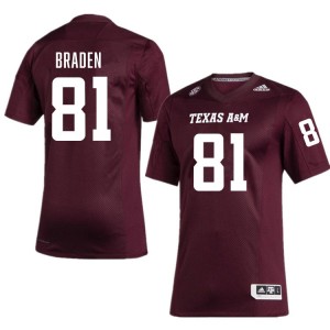 #81 Luke Braden Texas A&M Aggies Maroon Men's Jersey 2025-26 College Football 305171-785