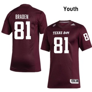 #81 Luke Braden Texas A&M University Maroon Youth Jerseys Player College Football 130166-693