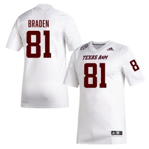 #81 Luke Braden TAMU White Men Jerseys 2025 College Football 268193-660