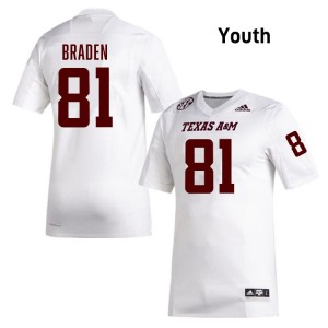#81 Luke Braden Texas A&M Aggies White Youth Jerseys Alumni College Football 667662-153