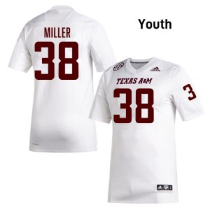 #38 Luke Miller Texas A&M Aggies White Youth Jerseys Replica College Football 944374-599