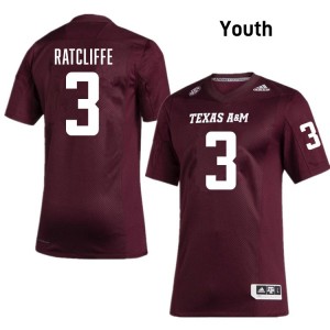 #3 Marcus Ratcliffe TAMU Maroon Youth Jersey University College Football 988270-756