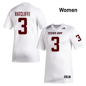 #3 Marcus Ratcliffe Texas A&M University White Women's Jersey Alumni College Football 461735-931