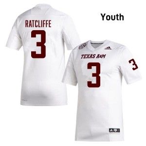 #3 Marcus Ratcliffe Texas A&M University White Youth Jerseys Player College Football 984426-429