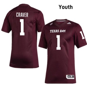 #1 Mario Craver TAMU Maroon Youth Jerseys 2025-26 College Football 568244-730
