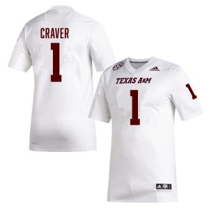 #1 Mario Craver Texas A&M University White Men Jerseys High School College Football 357698-537