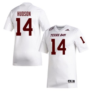 #14 Micah Hudson Texas A&M Aggies White Men Jersey Official College Football 853829-721