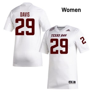 #29 Myles Davis Texas A&M University White Women Jerseys Limited College Football 167851-825