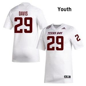 #29 Myles Davis Texas A&M University White Youth Jerseys Official College Football 859495-738