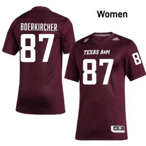 #87 Nate Boerkircher Texas A&M University Maroon Women Jersey Player College Football 943226-429