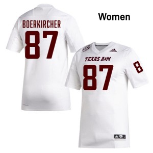 #87 Nate Boerkircher Texas A&M White Women Jerseys Embroidery College Football 801536-588