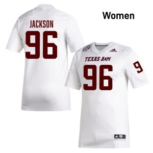 #96 Nathan Jackson Aggies White Womens Jersey Limited College Football 799524-987