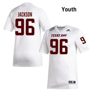 #96 Nathan Jackson TAMU White Youth Jersey Game College Football 529675-591