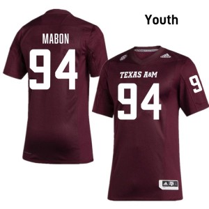 #94 Nathan Mabon Texas A&M Aggies Maroon Youth Jersey Official College Football 611942-400