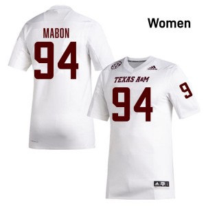 #94 Nathan Mabon Texas A&M Aggies White Womens Jerseys Official College Football 134276-454