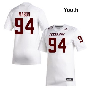 #94 Nathan Mabon Texas A&M White Youth Jersey Player College Football 340910-997