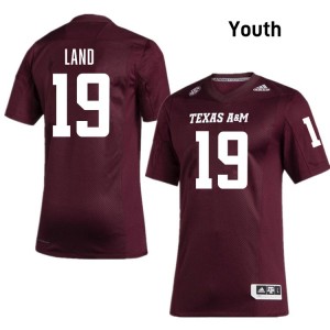 #19 Paxton Land Texas A&M Aggies Maroon Youth Jerseys Game College Football 624435-470