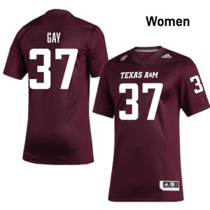 #37 Peyton Gay TAMU Maroon Womens Jersey Embroidery College Football 925373-425