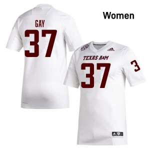 #37 Peyton Gay Aggies White Womens Jersey Official College Football 680401-210