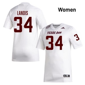 #34 Preston Landis Aggies White Womens Jerseys Embroidery College Football 744180-839