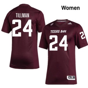 #24 Ramarian Tillman TAMU Maroon Womens Jersey Embroidery College Football 132938-520