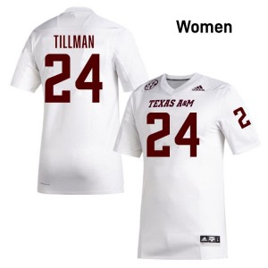 #24 Ramarian Tillman TAMU White Womens Jerseys Embroidery College Football 636185-278